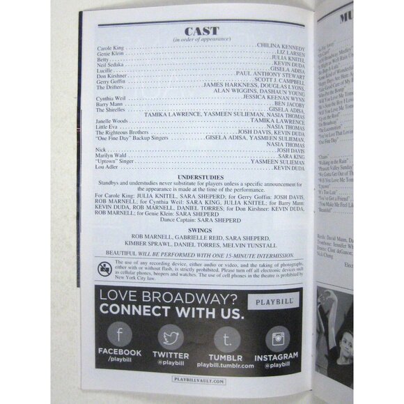 Beautiful Carole King Playbill May 2016 Chiliana Kennedy Ben Jacoby Jessica Wynn - Picture 6 of 8